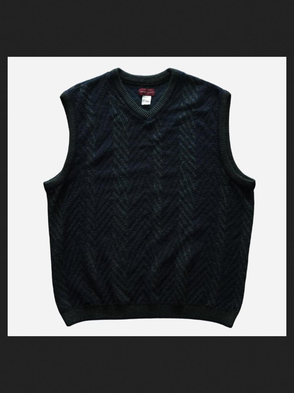 Hunt Club Navy & Dark Green Sweater Vest with Herringbone Pattern